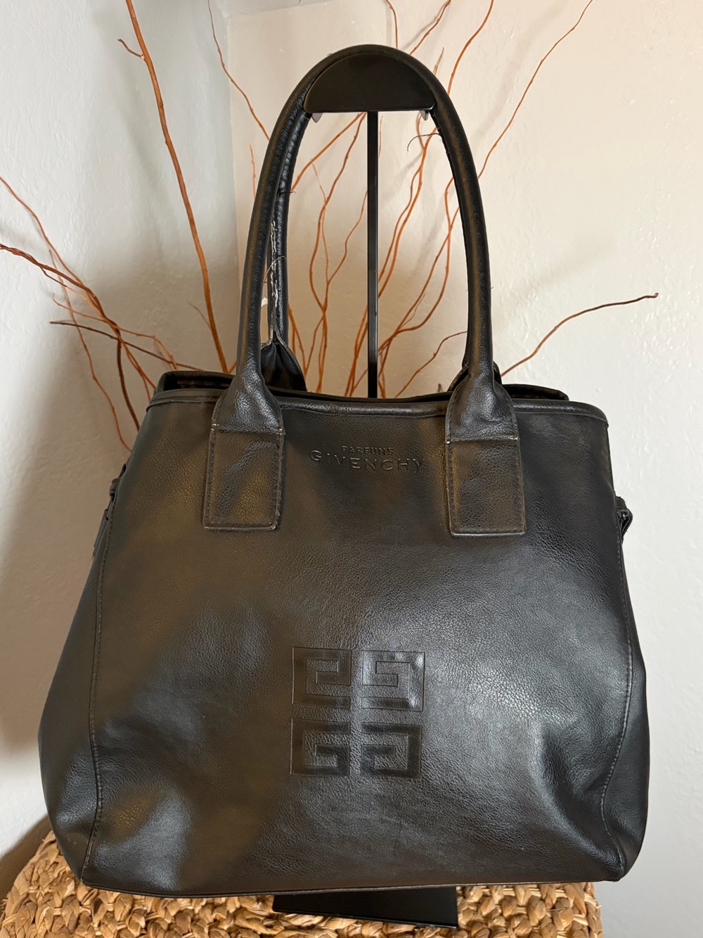 GIVENCHY (PARFUMS) LEATHER TOTE SHOULDER BAG w/ TASSELS